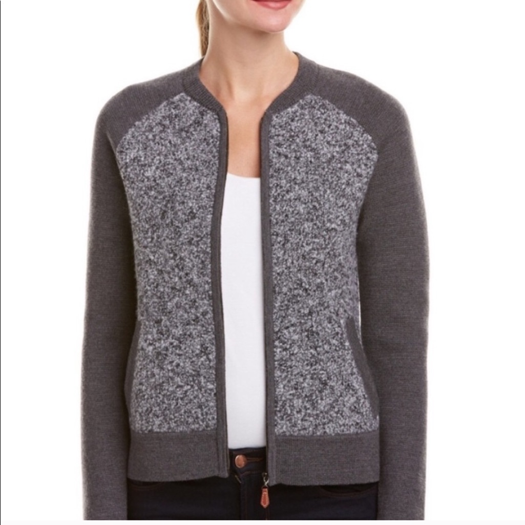 J. Mclaughlin Charcoal And Heather Gray Zip Front Cardigan